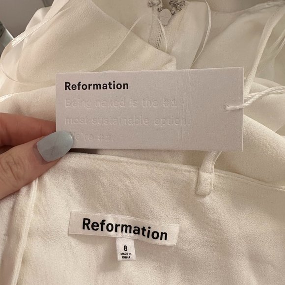 Reformation Astor A-line Maxi Dress Sz 8 Ivory Silk Chest and Back Cut-out - Picture 3 of 15